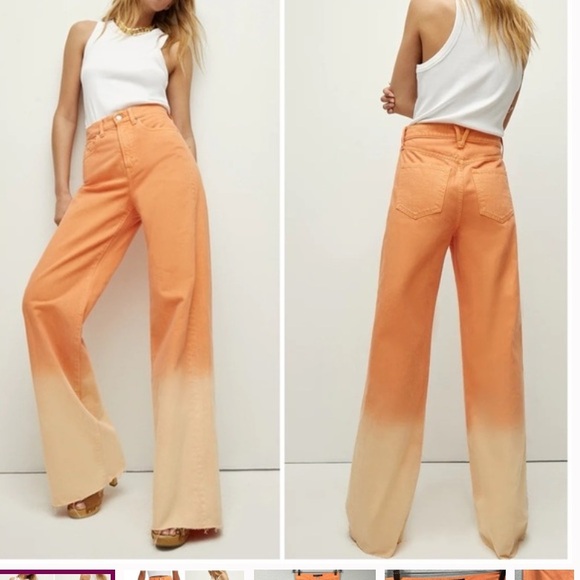 Veronica Beard Denim - VERONICA BEARD Taylor Ombré Wide Leg Jeans Orange size 28/6